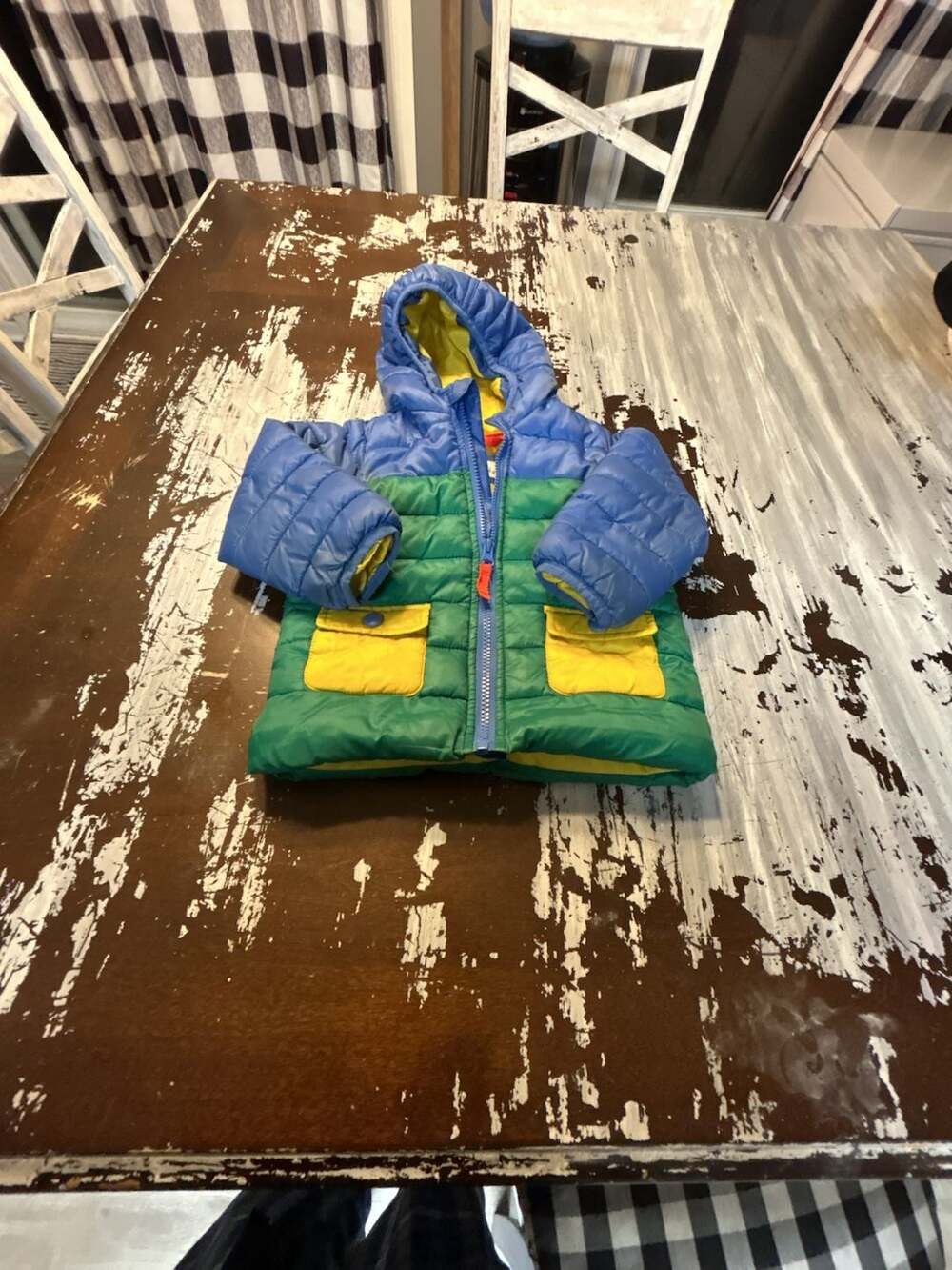 Baby Boden Colorblock Hooded Puffer Jacket